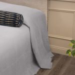 Amity home ranier linen bedspread in grey   natural linen texture