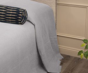 Amity home ranier linen bedspread in grey   natural linen texture