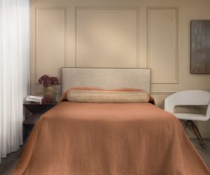 Amity home ranier linen bedspread in ochre   relaxed linen drape