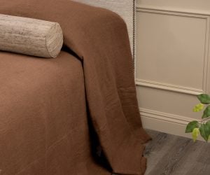 Amity home ranier linen bedspread in saddle   soft textured fabric