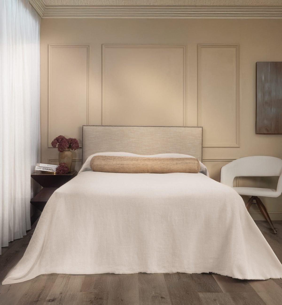 RANIER LINEN BEDSPREAD, IVORY - Image 1