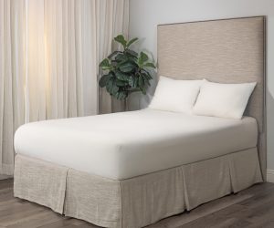 Amity home box spring cover in ivory   pleated design