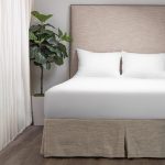 Amity home box spring cover in natural beige   textured weave