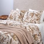 Amity home burhan coverlet in terracotta botanical print   leaf pattern