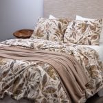 Amity home burhan coverlet in terracotta   botanical leaf print