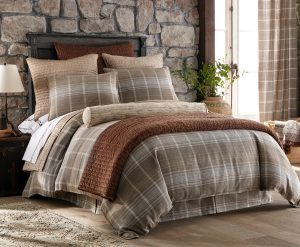 Amity home aurora  barber collection king in brown plaid   textured plaid design