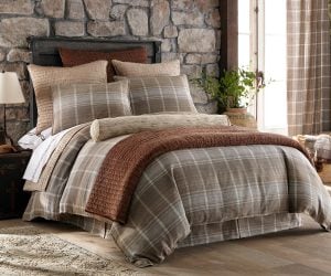 Amity home aurora  barber collection king in brown plaid   textured plaid design