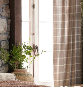 Amity home barber curtain in mineral   classic plaid pattern