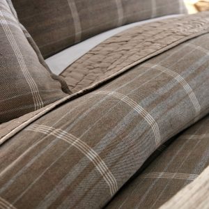 Amity home aurora  barber collection in brown plaid   quilted detail