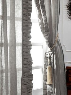 Basillo Linen Curtains in Grey Chambray