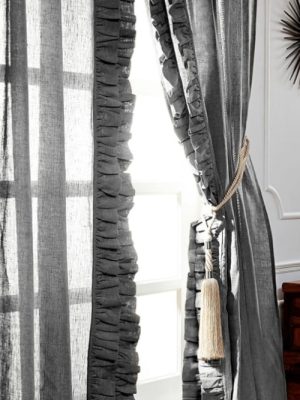 Basillo Linen Curtains in Neutral Grey