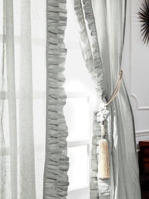 Basillo Linen Curtains in Seaglass