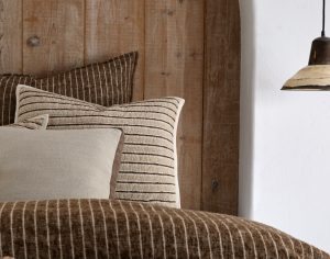 Amity home bruno  bonita collection in brown  beige striped   textured linen weave