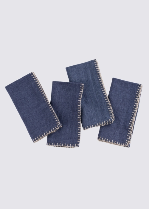 Bryce linen dinner napkin set indigo