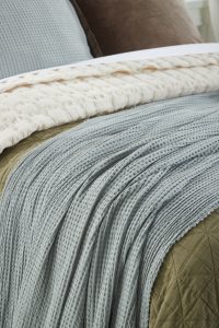 Amity home claudia  marshall collection in misty blue   waffle weave texture