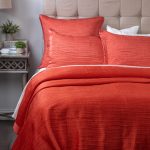 Amity home christelle quilt in coral   textured stitching