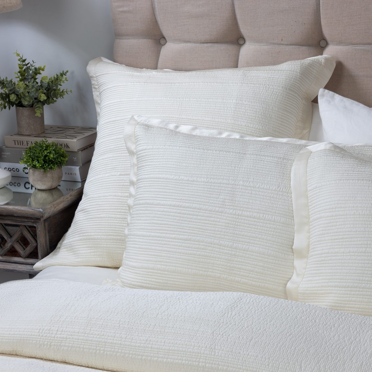 Amity home christelle quilt in ivory   shirred horizontal texture