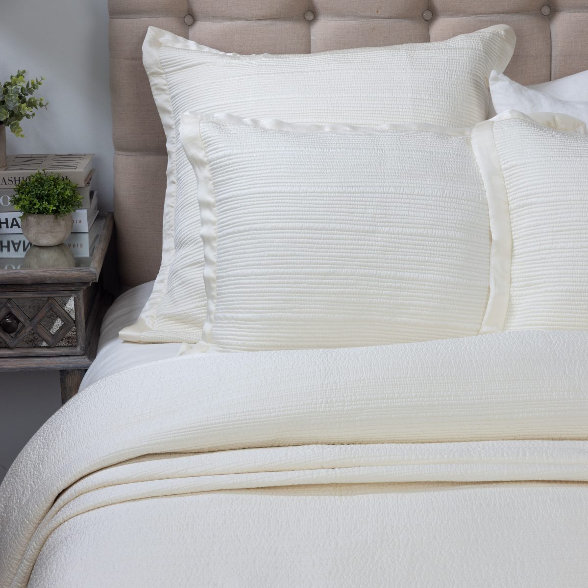 Amity home christelle quilt in ivory   subtle puckered texture