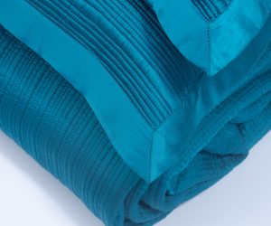 Amity home christelle quilt in peacock blue   pintuck pleats