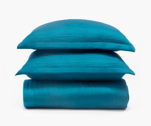 Amity home christelle quilt in peacock   textured channel stitch