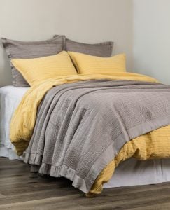Amity home christelle quilt in ash grey   textured grid stitch