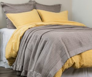 Amity home christelle quilt in ash grey   textured grid stitch