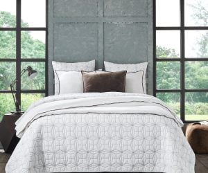 Amity home tyne duvet cover in white charcoal   geometric quilted pattern