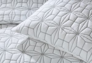 Amity home victoria quilt in whitegrey   geometric star stitching