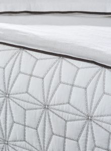 Amity home victoria quilt in whitegrey   faceted geometric quilting