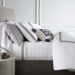 Amity home victoria  amalfi collection in white  black   geometric embroidered trim