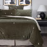 Amity home hawke quilt in laurel   velvet with tassel tufting