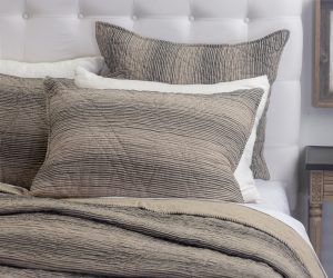 Amity home hugh quilt set in natural stripe   crinkled texture