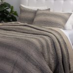 Amity home hugh quilt in taupe striped   crinkled texture
