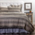 Amity home hugh quilt in taupe striped   crinkled texture