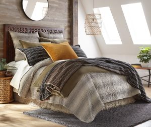 Amity home hugh  getz collection king in neutral   striped quilted texture