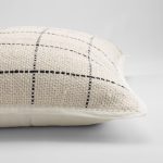 Amity home evans pillow in cream with asphalt grid   woven grid