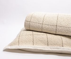 Amity home evans coverlet in natural   woven grid pattern