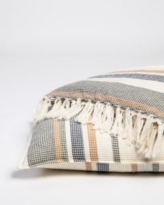 Amity home brubeck  mesa collection pillow in multi striped   fringed waffle weave