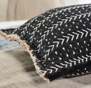 Amity home getz bolster in black  ivory   chevron pattern
