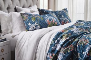 Amity home fitzgerald quilt in adriatic   botanical quilted pattern