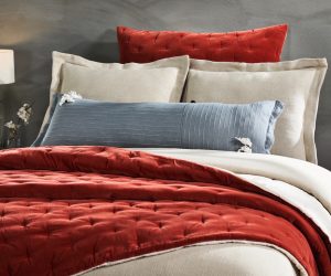 Amity home iven  roan collection king in rust   quilted velvet texture