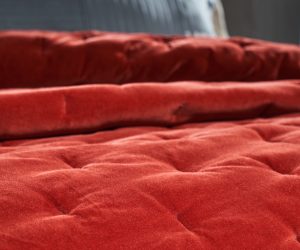 Amity home iven  roan collection in terracotta   tufted velvet