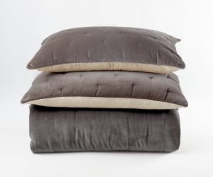 Amity home roan quilt in charcoal   plush velvet tufted texture