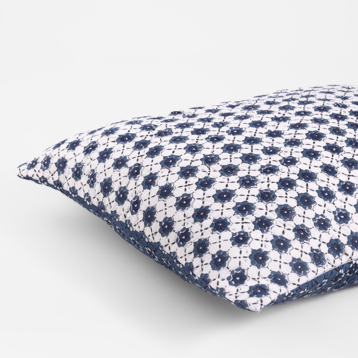 Amity home kingston sham in indigo floral   quilted floral pattern