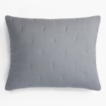 Amity home cartwright sham in neutral grey   quilted linen texture