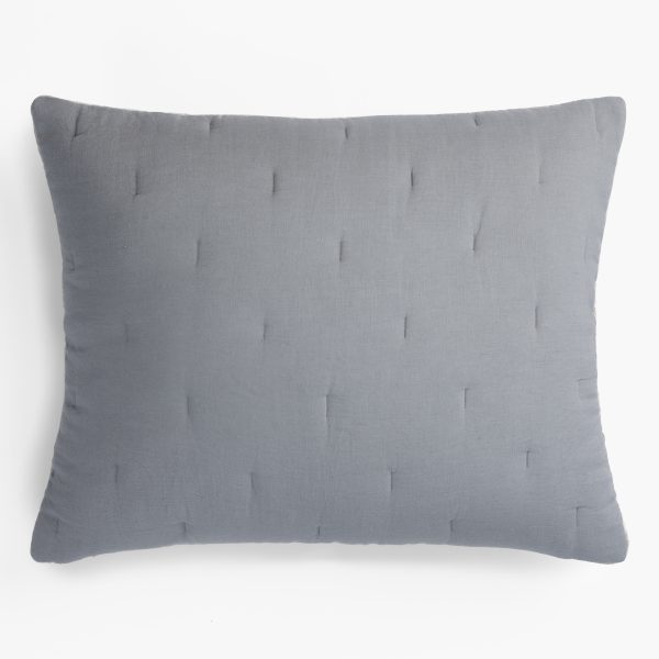 Amity Home Cartwright Sham in Neutral Grey - Quilted Linen Texture
