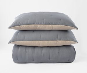 Amity home cartwright quilt in neutral greynatural   reversible two tone design