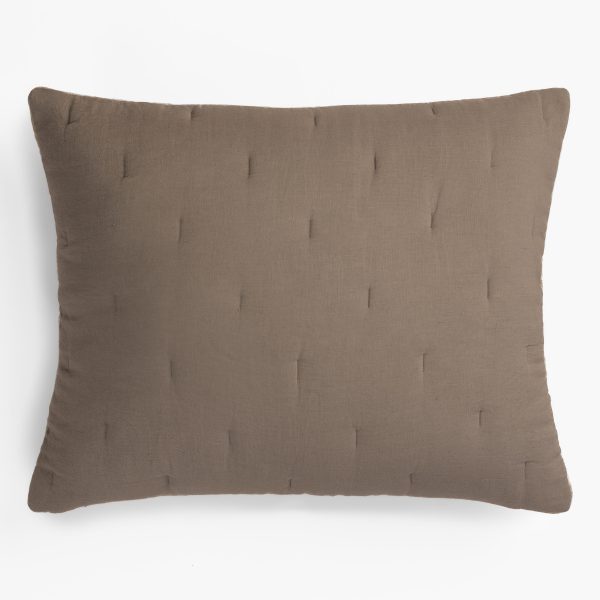 Amity Home Cartwright Sham in Walnut Brown - Quilted Texture