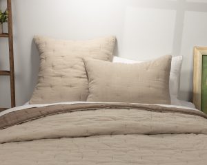 Amity home cartwright quilt in walnut brownnatural   tufted linen texture