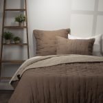 Amity home cartwright quilt in walnut brownnatural   hand quilted texture